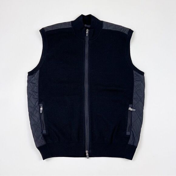 NWT Raffi Black Wool Vest Quilted Back size L